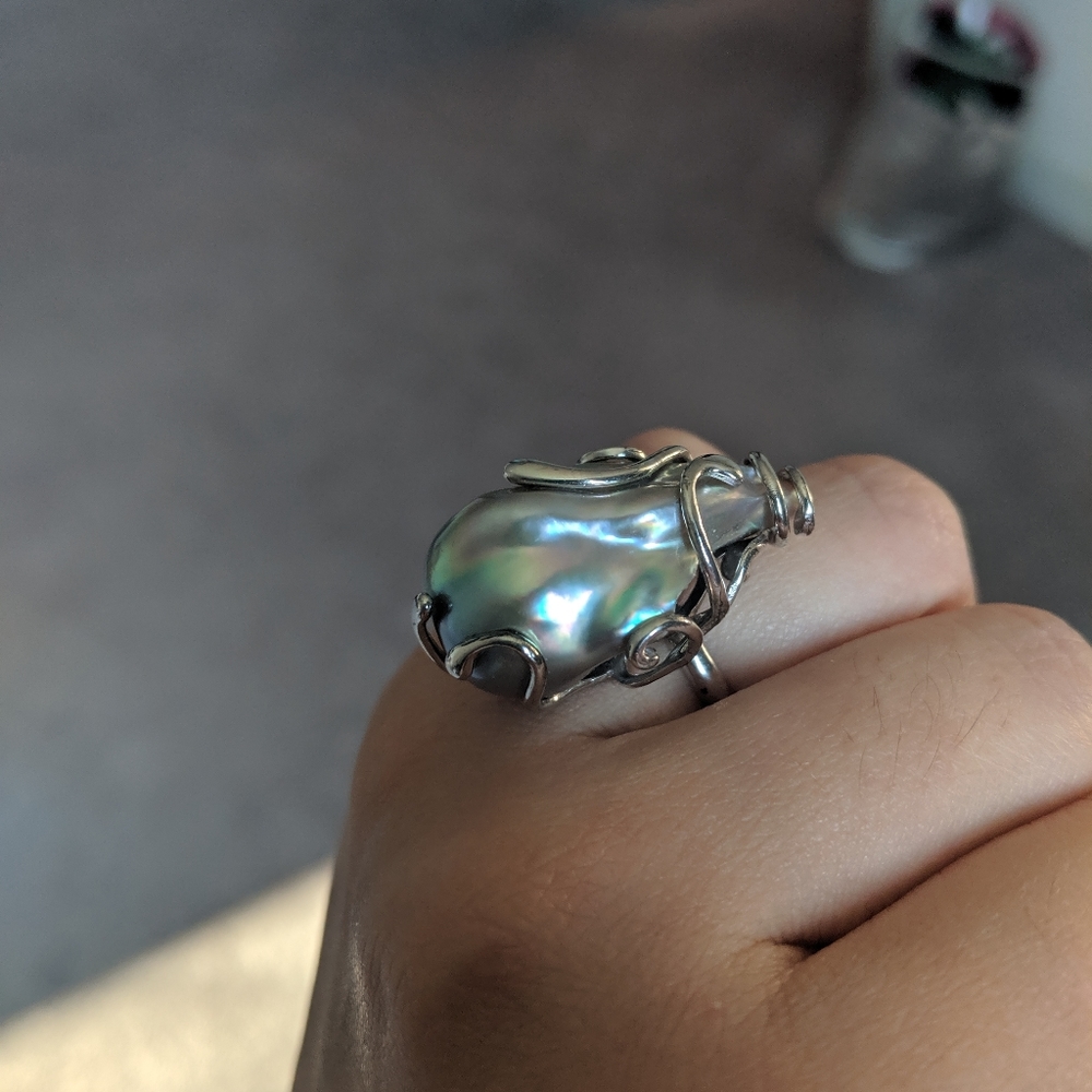 amazing natural baroque pearl ring